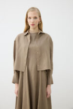 Natural 100% Linen Cropped Shirt - Image 6