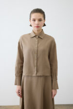 Natural 100% Linen Cropped Shirt - Image 2
