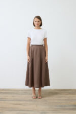 Natural 100% Linen Pleated Skirt